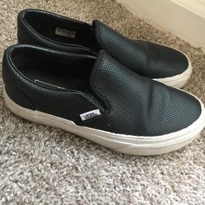 Vans Perforated Slip-on Black Leather Sneakers